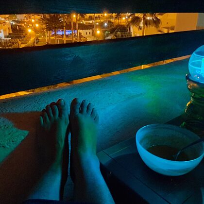 's avonds op mijn benedenterras